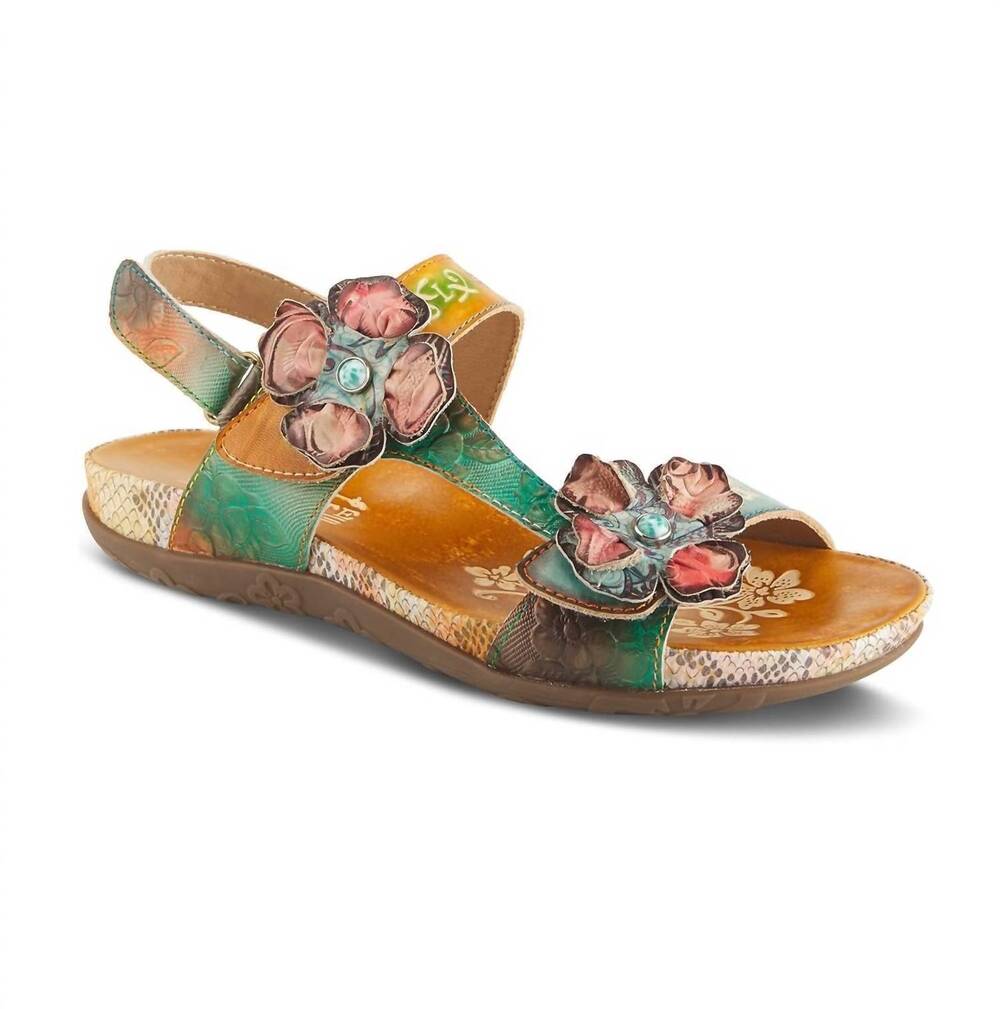 NEW L'ATISTE women's erica floral sandal in camel multi